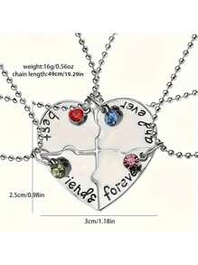 1 Piece Of Good Friend Splicing Necklace Four Piece Set, Made Of Zinc Alloy Material With Baking Paint Process, Elegant Style, Fashionable And Exquisite, Suitable For Daily Wear By Four Friends, Accessories, Gifts For Family, Birthday Parties, Etc
