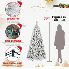 4/5/6/7/7.5/8/9FT Artificial Christmas Tree, PVC Hard Needle Mixed Flocking Tree, Simulated Pine Needle Christmas Tree, With Detachable Metal Base, Christmas Tree For Winter Party Decorations, Indoor Christmas Decorations