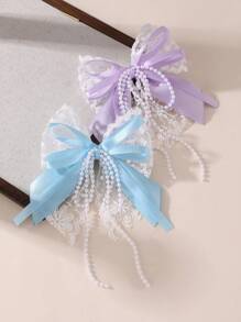 1pc Girl Lace Bow Pearl Hair Clip - Bow - View 7