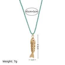 1件装时尚海洋系列精致金鱼和小鱼吊坠项链，镀18K金。不易氧化，夏季配饰，非常适合休闲佩戴、旅行、海滩郊游、情人节休闲装扮，适合海滩度假和日常佩戴。女士珠宝礼品 - 彩色 - 查看 2