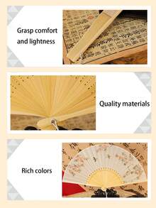 1PC Girls' Bamboo Folding China-Chic Small Fan Tassel Flower Props Costume Ancient Costumedance Bamboo Fan,Photography Props,Elegant, Comfortable And Gorgeous Style,Very Suitable As A Party Gift - Multicolor - View 7