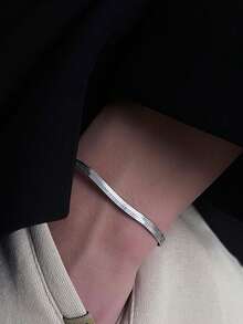 Tkool 1pc Men's Simple Hiphop Style Stainless Steel Blade Chain Bracelet - Silver - View 5