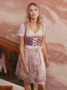 ii 女士德国连衣裙巴伐利亚啤酒节万圣节狂欢节服装 - 粉色 - 查看 3