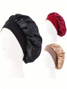 1pc Mulberry Silk Sleep Cap, Satin Hair Wrap, Soft Elastic Waist Mulberry Silk Pajamas, Silk Hair Turban Suitable For Curly Hair  Home Bathroom Decor Fall Decor Back To School - Hồng - Xem 5