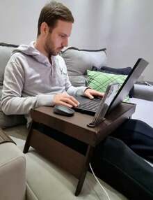 Laptop Desk For Working In Bed, Foldable Lap Desk With Cell Phone Holder