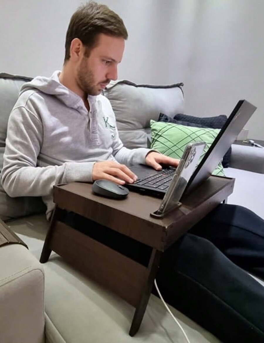 Laptop Desk For Working In Bed, Foldable Lap Desk With Cell Phone Holder