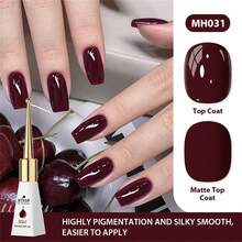 Mtssii 10ml Glass Bottle Cherry Red Nail Gel Polish Most Popular Autumn Winter Nail Supplies Varnish Semi Permanent Nail Art Manicure Soak Off LED UV Gel Nail Varnishes For Women GIfts - màu đỏ đậm - Xem 4
