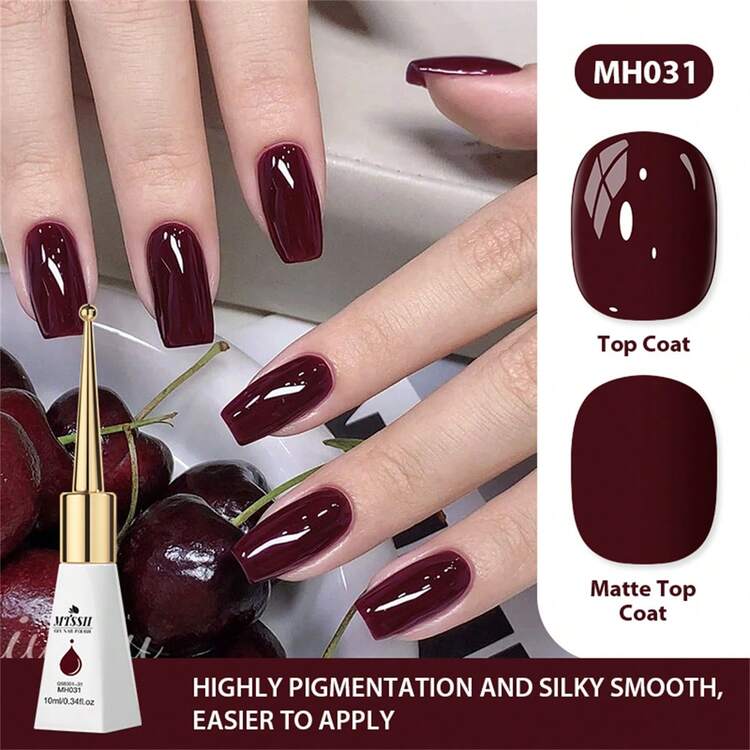 Mtssii 10ml Glass Bottle Cherry Red Nail Gel Polish Most Popular Autumn Winter Nail Supplies Varnish Semi Permanent Nail Art Manicure Soak Off LED UV Gel Nail Varnishes For Women GIfts - 深紅色 - 查看 4