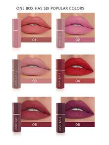 HANDAIYAN 6pcs Matte Velvet Lipstick Set, Natural Long-Lasting Color, Suitable For Outdoor Travel, Parties, Halloween, Christmas, Autumn/Winter, 3.5g*6pcs, Face Makeup, Cosmetics For Women, Ideal For Y2K Fashion, Birthday/Valentine's Day/Mother's Day Gift, Essential For Celebration Parties, Best Color Selection - 彩色 - 查看 3