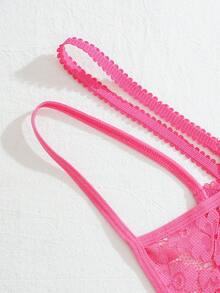 Set de 5 bragas tipo tanga de bikini de cintura baja, cómodas y con estilo romántico francés para mujeres