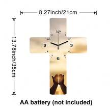 2D Flat, 1pc Pray For Faith Decorative Wall Clock, Super Silent Quartz Movement, No Ticking Sound, Decorative Clock For Living Room, Bedroom, Office, Kitchen And Cafe, Perfect For Christmas, New Year, Valentine's Day Gifts - Multicolor - View 13