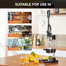 Professional Citrus Juicer - Heavy Duty Manual Press For Oranges, Lemons & Limes, Easy-Clean Design With Pulp Collector - 黑色 - 查看 10