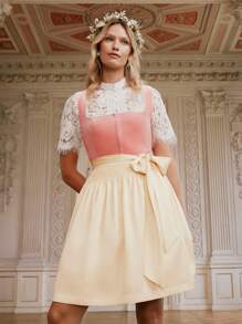 ii Women's Midi Velvet Dirndl Dress Oktoberfest Traditional Oktoberfest Outfit, Halloween