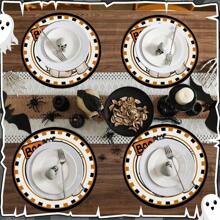 1/2/4pcs Ghost Pattern Halloween Round Placemats, Black Holiday Round Dining Table Mats, Suitable For Party, Kitchen, Dining, Breakfast, Coffee Decor