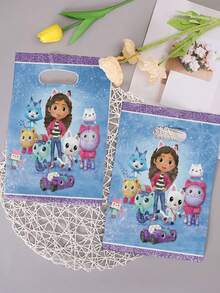 Gabby's Dollhouse 10/20/30 szt. torebek na prezenty z motywem domku dla lalek Gabby na przyjęcie urodzinowe, torebki z uchwytami, torebki z nadrukami kreskówkowymi, cukierki albo psikus, wstążki ozdobne do wymiany prezentów na świąteczne przyjęcia, Dzień Dziecka, Halloween, Święto Dziękczynienia, Boże Narodzenie, Nowy Rok, wesele, torebki do pakowania prezentów urodzinowych