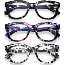 3 Pack Oprah Style Reading Glasses Blue Light Blocking Computer Readers Fashion Quality With Spring Hinge Eyeglasses For Women - Mixed Color - View 8