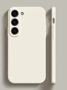 Minimalist Solid Beige Scratch-Resistant Phone Case, Compatible With Samsung Galaxy S25/S25PLUS/S25 Ultra/A16/A36/A26/A56/A50/A12/A32/A52/A72/A51/A21S/A13/A14/S24/S24PLUS/S24Ultra/S20/S23/S22/A53/S20FE/S21/, 11/12Pro/12/12X/13Pro/14Pro/15Pro/X3pro/, Redmi 10/9/Note9/12c/Note11pro/Note8Pro/9C/9a Waterproof Shockproof Anti-Fall - Beige - View 2