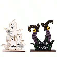 1pc/5pcs Halloween Wooden Sign Decoration Set, 5 Classic Styles For Halloween Indoor Decoration, Table Centerpiece, Halloween Ambiance Decorative Wooden Ornament, Halloween Decoration Home Decor Fall Decor Room Decor Autumn Decor - Multicolor - View 20