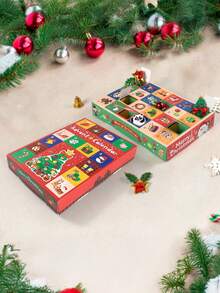 5 piezas Caja de regalo de Navidad, Calendario de Adviento de 24 días, Diseño creativo de 12 y 24 cuadrículas, Caja de embalaje de regalo para crear ambiente navideño, Experiencia interactiva de desempaquetar, Caja de regalo de Nochebuena, Adecuado para decoración de fiesta de Navidad y escenarios de entrega de regalos