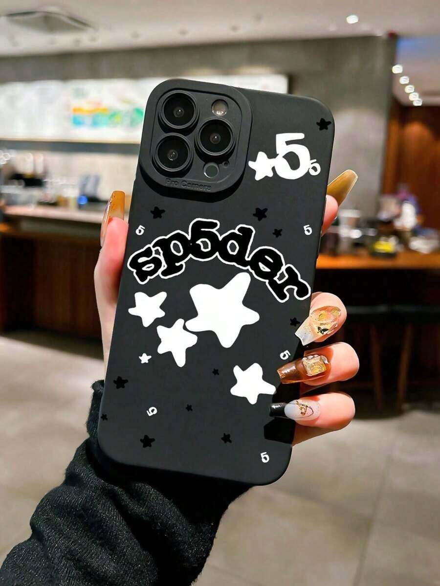 Spiderweb & English Letter Star Graphic Pattern Fashion Phone Case Compatible With IPhone Apple 16 Pro Max, 14, 13, 12, 11 Pro Max, XS Max, X, XR, 8, 7, 6S, Plus, Mini And Galaxy A13 4G, S21 FE 5G, A15, A21S, A34, A12, A50, S21, A71 Anti-Drop Mobile Phone Cover, Suitable As Birthday Gift, Girlfriend, Boyfriend Or Self-Use Waterproof Shockproof Scratch Resistant - 款式8(1pc) - 查看 1