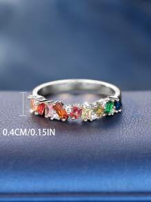 1pc Elegant Rainbow CZ Stone Engagement/Promise Ring For Women