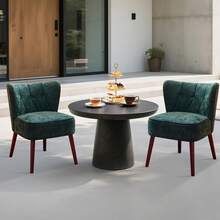 Sillones modernos de sala, sillón orejero moderno, sillas ergonómicas tapizadas con respaldo curvo y patas de madera resistentes para oficina, dormitorio y sala de lectura(1 pieza) - Verde - Ver 6