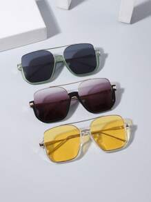 1/2 件男士方形半框时尚百搭太阳镜，适合夏季海滩度假、户外、旅行日常外出和装扮