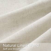 Topfinel 6 Panels Linen Blend Curtains Semi Sheer Light Glare Filtering Semi Sheer Drapes Back Tab Rod Pocket Clip Rings For Living Room Bedroom Dining Doorway Farmhouse Office Home Decor - Oatmeal - 查看 6