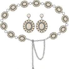 Vintage Punk Style Hollow Flower Waist Chain For Women, Fashion Retro Waist Decorative Chain, Sexy Zinc Alloy Rhinestone Waist Belt, Versatile Accessory For Dresses, Jeans, All Seasons