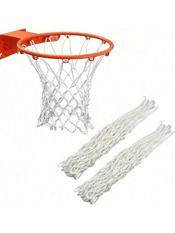 1/2 Stück Basketball Netz für Sporthalle, Outdoor Basketballplatz, Korb, strapazierfähiges verstärktes rot-weißes Netz