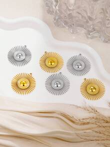 3pcs Titanium Steel Vacuum Electroplated Vintage Moon & Sun Pendant, Suitable For DIY Pendant, Earrings, Bracelet, Accessories