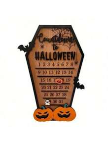 Calendrier de l'Avent d'Halloween en bois, compte à rebours jusqu'à Noël. Décoration d'horreur, ornements fantômes, décoration de maison et de fête