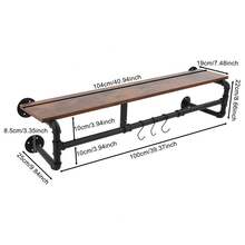 kangten Wall Coat Rack With Floating Shelf, Wall Mounted Clothes Shelf, Kitchen Shelf With Four Bases - Black - View 3