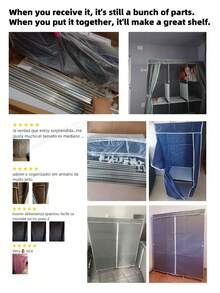 1 pieza Armario portátil, armario de moda multifuncional, a prueba de polvo, de pie, estantería de almacenamiento con cortina para dormitorio/sala de estar, regalo para vacaciones/Navidad/niños - Multicolor - Ver 2