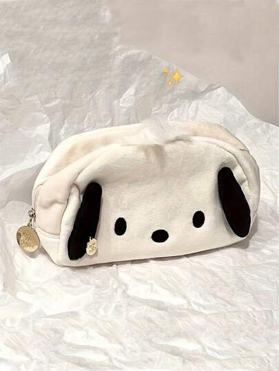 1pc Pochacco/Cinnamon Dog Large Zipper Pencil Case | Adorable Plush Design, Durable Fabric Material, Suitable For School, Office Supplies And Stationery Storage