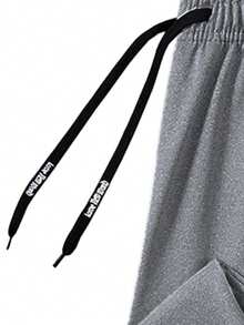 Quần thể thao nam, quần nỉ nhanh khô, kiểu dáng thường ngày, có dây rút, cạp chun, thích hợp cho mùa xuân. - Màu xám đen - Xem 3