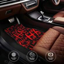 4pcs Set Suitable For All Car Models Red Y-Shaped Design Car Floor Mats, All-Season Vehicle Floor Mats With Non-Slip Base, Easy To Clean Car Interior Accessories - HA Red - 查看 6