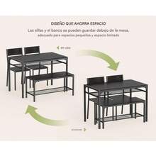 Kitchen Table And 2 Chairs For 4 With Bench, 4-Piece Dining Table Set For Small Space, Apartment - Black - View 6