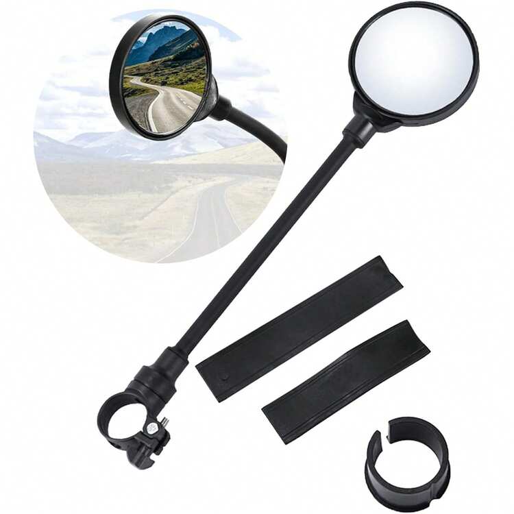 Handlebar Bike Mirror, 2 Pack Rear View Mirror 360°Rotatable Shockproof Adjustable Handlebar Bicycle Rearview Mirrors For Mountain Road Bike Electric Bicycle, Cycling Rearview Mirror, E-Bike Motorcycle,Easy To Install (Black) - 2 Pack - View 3