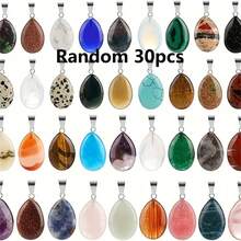 15/20/30pcs Assorted Natural Stone Pendant, Teardrop & Heart Shaped Charms, Suitable For Jewelry Making - Multicolor - View 18