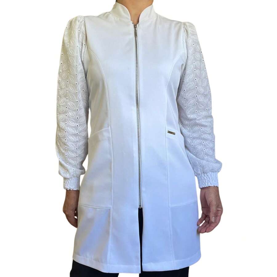 Jaleco Feminino Acinturado Manga Bufante Suzy Gabardine Premium