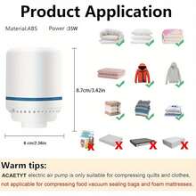1 件套真空收纳袋电动气泵，用于压缩棉被、毛毯、衣物、圣诞礼物等，适用于居家室内衣物收纳整理，好帮手。不含收纳袋。 - 查看 2