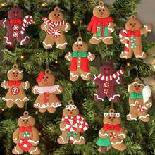 3/6/12pcs Gingerbread Man Ornaments: Add Sweet Ambiance To Your Christmas Tree Decorations! Christmas Halloween Thanksgiving Easter Gifts,Christmas Tree,Santa Claus,Christmas Decorations,Gingerbread House,Christmas Gifts Christmas Tree Hangings,Christmas Gifts,Christmas - Multicolor - View 2