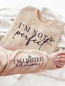 Casual Letter Printed Hooded Sweatshirt, Autumn And Winter Velvet Top, Women's Clothing