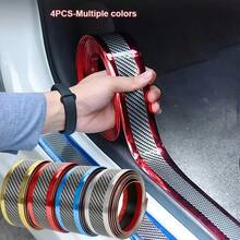 1pc Multi-Color Car Door Sill Protector, Anti-Kick Sticker, Universal Modification Decorative Trim, Carbon Fiber Bumper, Door Edge Protector - Multi-color Carbon Fiber Textured Door Sill Protector - View 2
