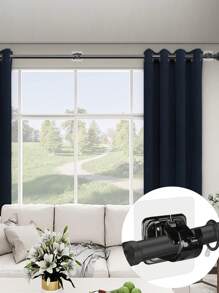 2入組免鑽桿架，無需鑽孔自粘窗簾桿座掛鉤，免釘可調裝飾掛鉤，適用於浴室廚房家居客廳