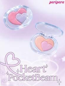 Peripera K-Beauty HEART POCKETBEAM 2色粉末高光盤，可暈染鑽石閃亮，光澤亮麗，絲絨觸感，持久防暈染，臉部、臉頰、眼部、身體多用途高光盤 - # 03 ANGEL CHEAT KEY - 查看 9