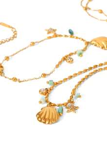 1PC Stainless Steel Shell Pendant Necklace Bracelet Set - Shell Necklace - View 5