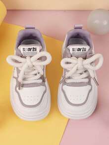 1 Pair Children's Fashion Splicing PU Leather Waterproof Low-Top Comfortable Versatile Casual Sports Shoes, Flat Student Running Shoes Suitable For Daily, Campus Activities, Park, Walking And Other Outdoor Activities, Spring/Autumn