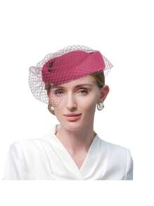 HIMESPORT White Black Wool Felt British Top Fascinator Hats For Women Ladies Elegant Wedding Church Tea Party Cocktail Fedoras Beret Hat With Veil 2025 Winter Cap Female Derby Hatstop Hat